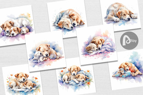 Digital Paper Mother Day Dog Sleeping Digital Pattern artnoy 