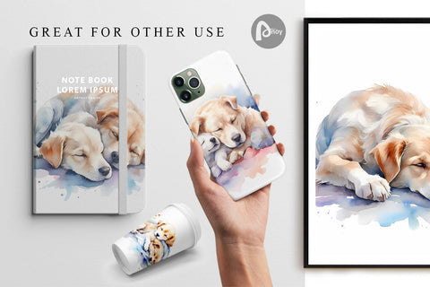 Digital Paper Mother Day Dog Sleeping Digital Pattern artnoy 