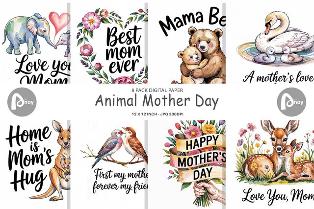Digital Paper Mother’s Day Animal Digital Pattern artnoy 