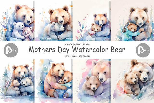 Digital Paper Mothers Day Bear Digital Pattern artnoy 