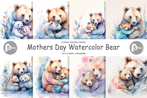 Digital Paper Mothers Day Bear Digital Pattern artnoy 