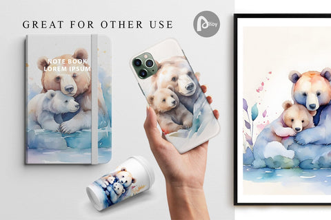 Digital Paper Mothers Day Bear Digital Pattern artnoy 