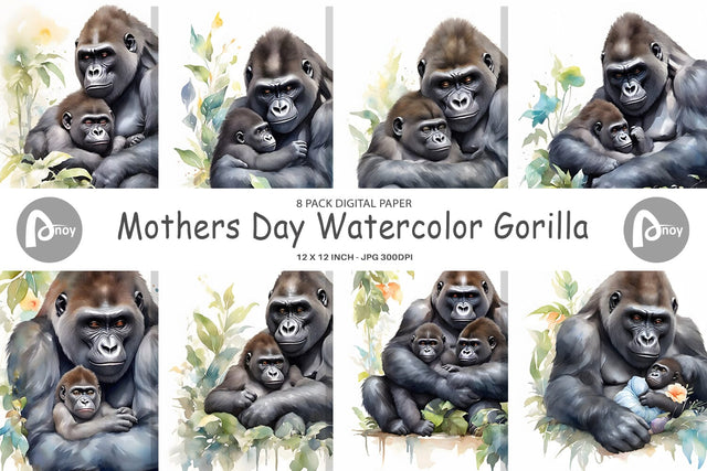 Digital Paper Mothers Day Gorilla Digital Pattern artnoy 