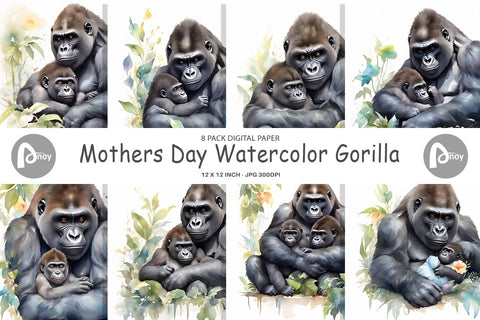 Digital Paper Mothers Day Gorilla Digital Pattern artnoy 