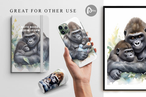 Digital Paper Mothers Day Gorilla Digital Pattern artnoy 