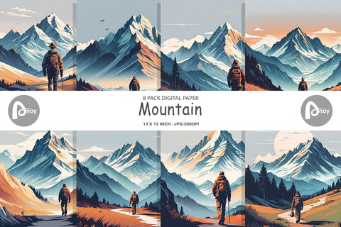 Digital Paper Mountain Digital Pattern artnoy 