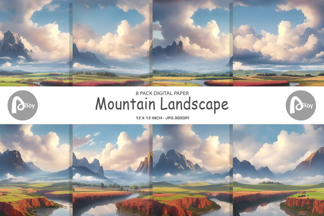 Digital Paper Mountain Landscape Digital Pattern artnoy 