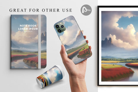 Digital Paper Mountain Landscape Digital Pattern artnoy 