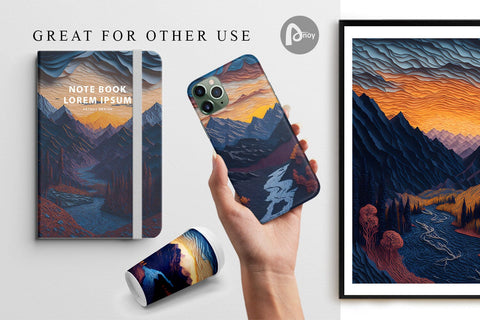 Digital paper Mountain Paper Quilling Digital Pattern artnoy 