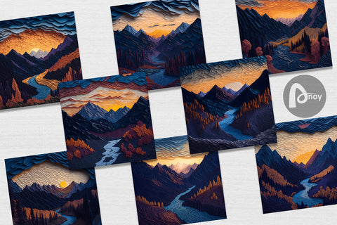 Digital paper Mountain Paper Quilling Digital Pattern artnoy 