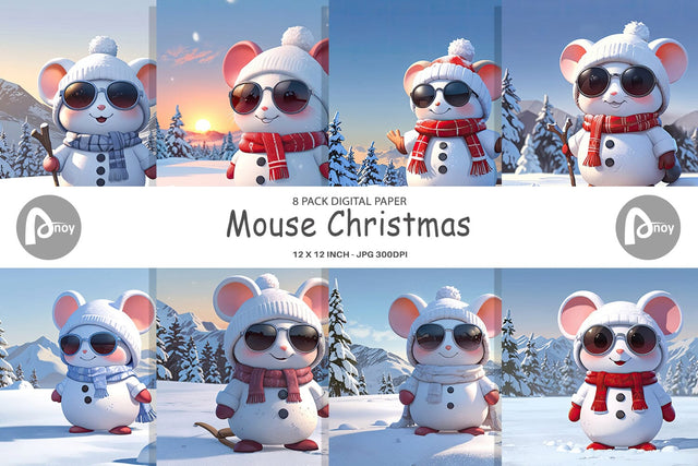 Digital Paper Mouse Christmas Digital Pattern artnoy 