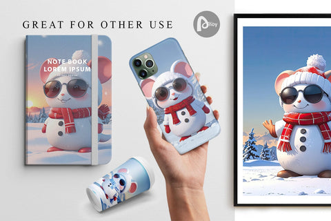 Digital Paper Mouse Christmas Digital Pattern artnoy 