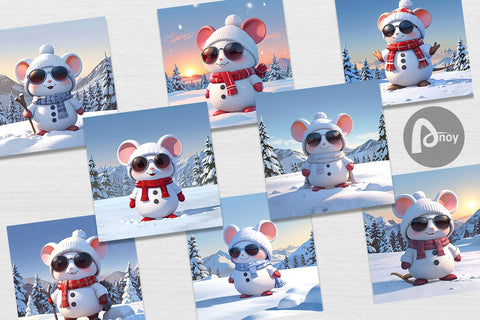 Digital Paper Mouse Christmas Digital Pattern artnoy 