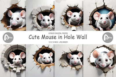 Digital Paper Mouse in Wall Digital Pattern artnoy 