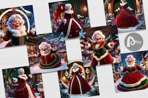 Digital Paper Mrs. Santa Claus Digital Pattern artnoy 