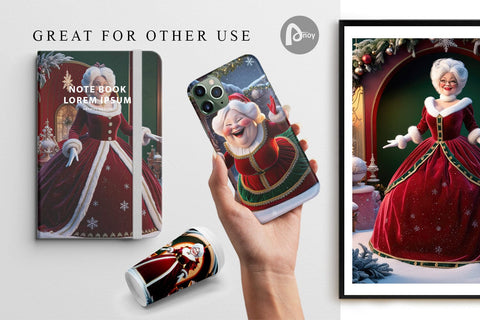 Digital Paper Mrs. Santa Claus Digital Pattern artnoy 