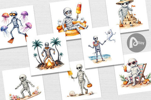 Digital Paper Mummy Beach Holiday Digital Pattern artnoy 