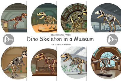 Digital Paper Museum Dino Skeleton Digital Pattern artnoy 