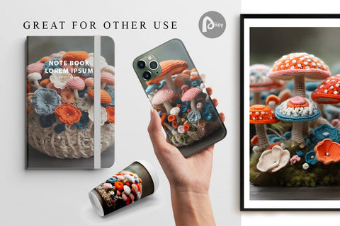 Digital Paper Mushromm Embroidery Digital Pattern artnoy 