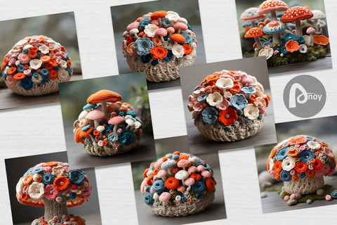 Digital Paper Mushromm Embroidery Digital Pattern artnoy 