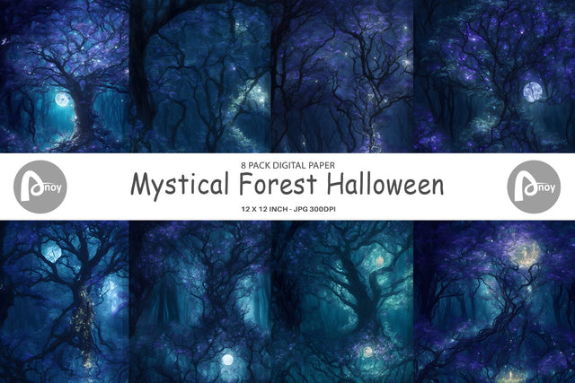 Digital paper Mystical Forest Halloween Digital Pattern artnoy 