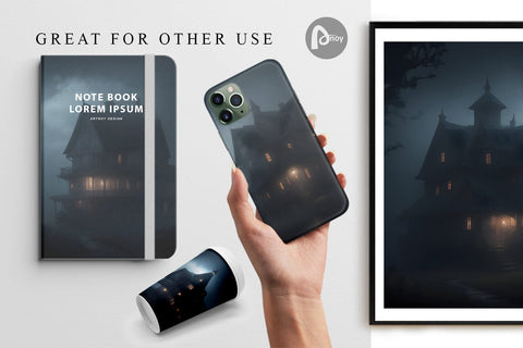 Digital paper Mystical House Halloween Digital Pattern artnoy 