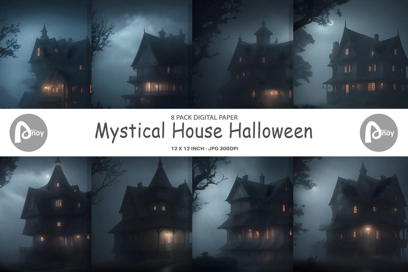 Digital paper Mystical House Halloween Digital Pattern artnoy 