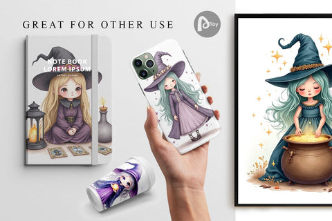 Digital Paper Mystical Witch Dolls Digital Pattern artnoy 