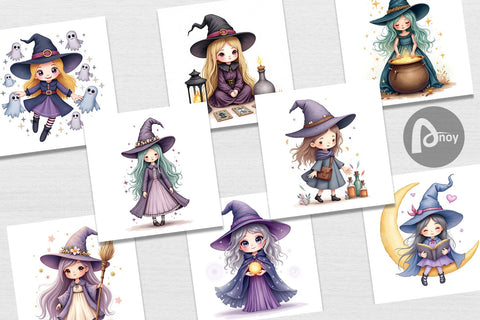 Digital Paper Mystical Witch Dolls Digital Pattern artnoy 