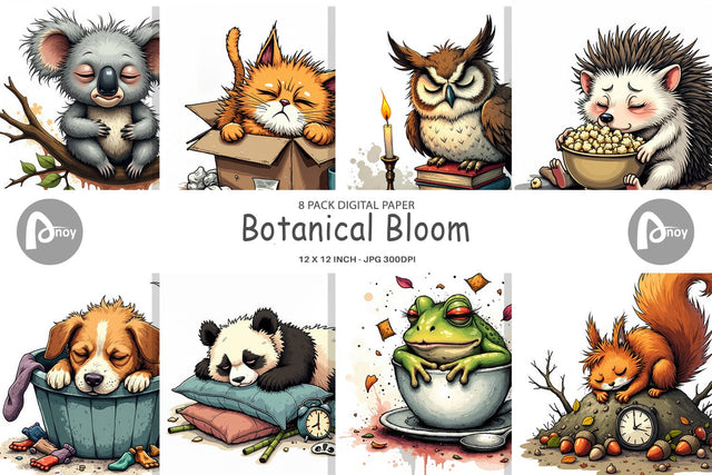 Digital Paper Nap Chaos Critters Digital Pattern artnoy 