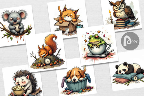 Digital Paper Nap Chaos Critters Digital Pattern artnoy 