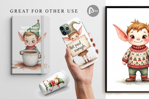 Digital Paper Naughty Elves Digital Pattern artnoy 