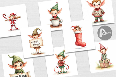 Digital Paper Naughty Elves Digital Pattern artnoy 