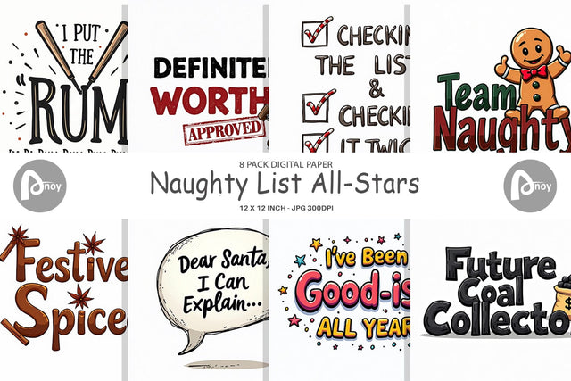Digital Paper Naughty List Funny Christmas Digital Pattern artnoy 