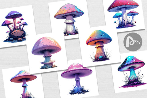 Digital Paper Nebula Mushrooms Digital Pattern artnoy 