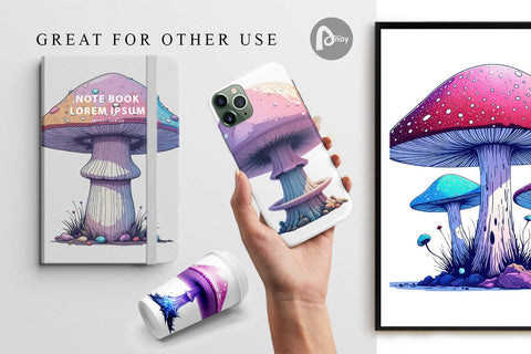 Digital Paper Nebula Mushrooms Digital Pattern artnoy 