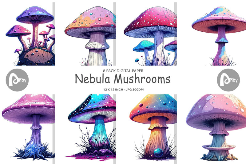 Digital Paper Nebula Mushrooms Digital Pattern artnoy 