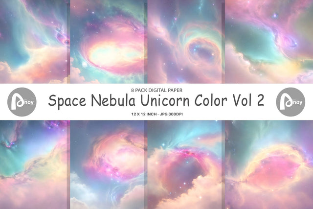 Digital Paper Nebula Unicorn Color Digital Pattern artnoy 