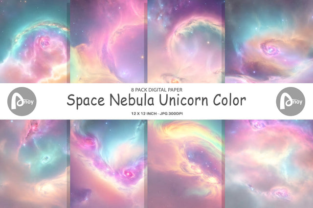 Digital Paper Nebula Unicorn Color Digital Pattern artnoy 