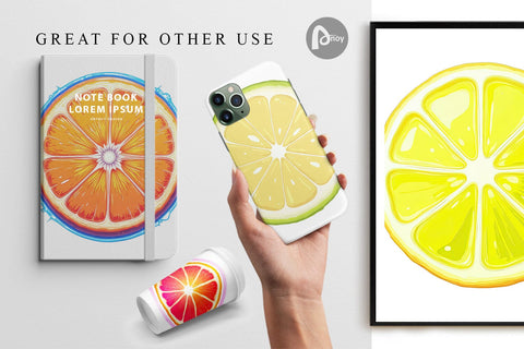 Digital Paper Neon Citrus Digital Pattern artnoy 