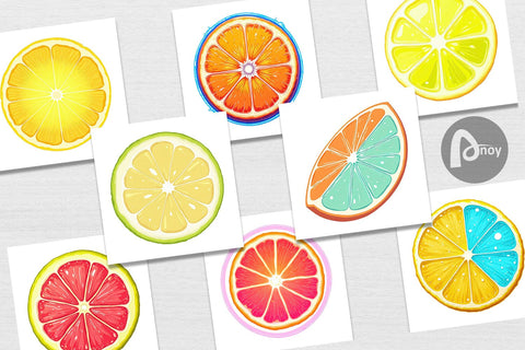 Digital Paper Neon Citrus Digital Pattern artnoy 