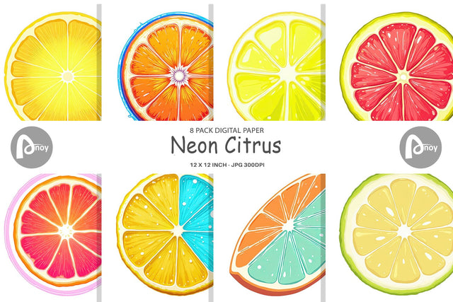 Digital Paper Neon Citrus Digital Pattern artnoy 