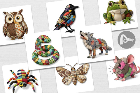 Digital Paper Nocturnal Animal Patchwork Fabric Art Digital Pattern artnoy 