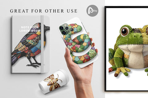 Digital Paper Nocturnal Animal Patchwork Fabric Art Digital Pattern artnoy 