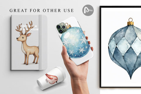 Digital Paper Nordic Winter Watercolor Christmas Digital Pattern artnoy 