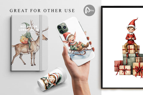 Digital Paper North Pole Elves Digital Pattern artnoy 