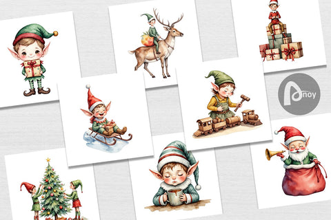 Digital Paper North Pole Elves Digital Pattern artnoy 