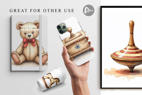 Digital Paper Nostalgic Christmas Toys Digital Pattern artnoy 