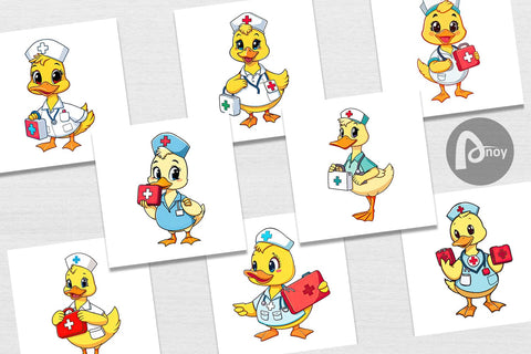Digital Paper Nurse Duck Digital Pattern artnoy 