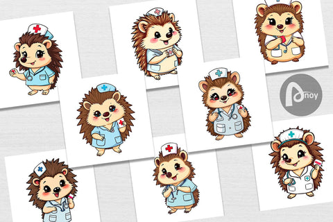 Digital Paper Nurse Hedgehog Digital Pattern artnoy 